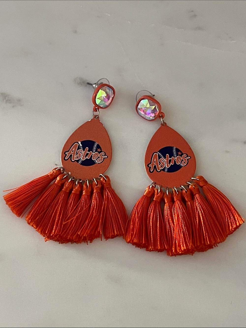 Houston Astros Tassel Drop Earrings - Orange
